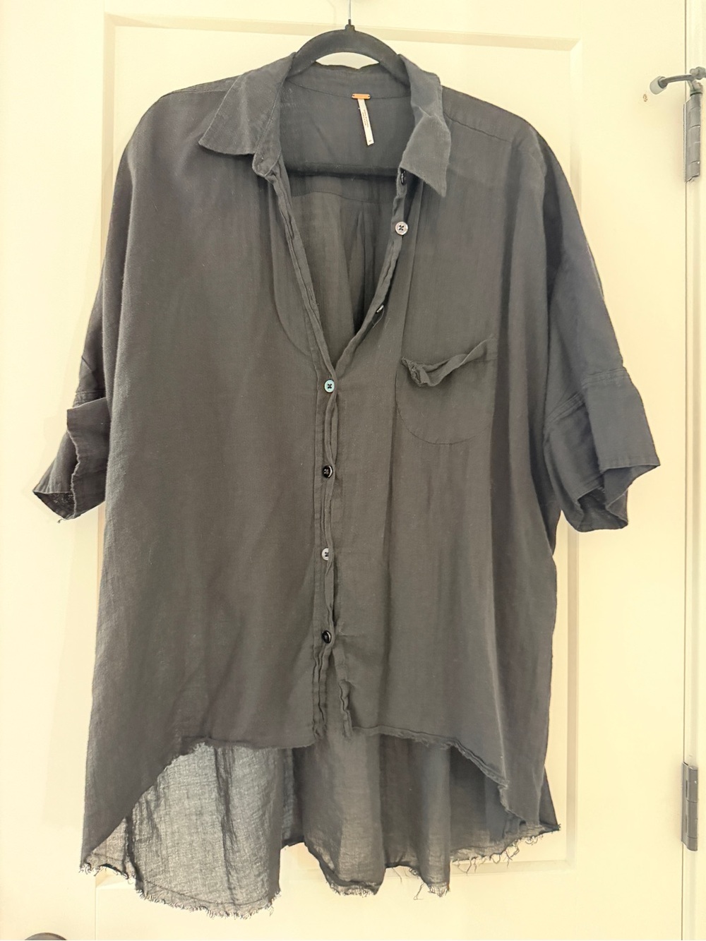Free People Washed Black Button-Front Shirt